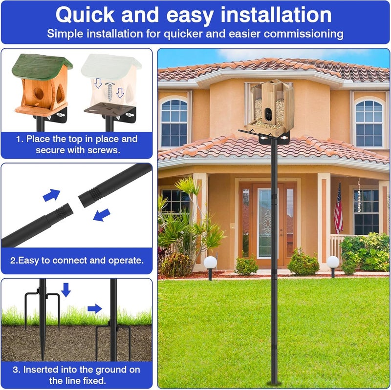 AHRLHR 1 Pack 60 inch Adjustable Bird Feeder Pole,Bird House Pole Suitable for Feeders & BirdHouse,Weather Station,Heavy-Duty Rustproof Design,Enhance Outdoor Decor & Birdwatching Experience (1 PACK 60 inch) - Image 4